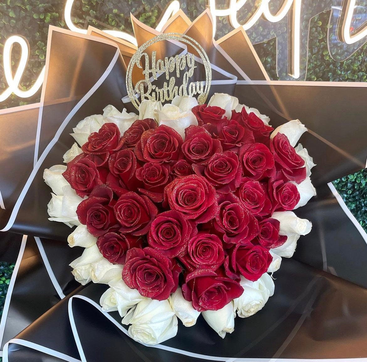 happy birthday red roses bouquet